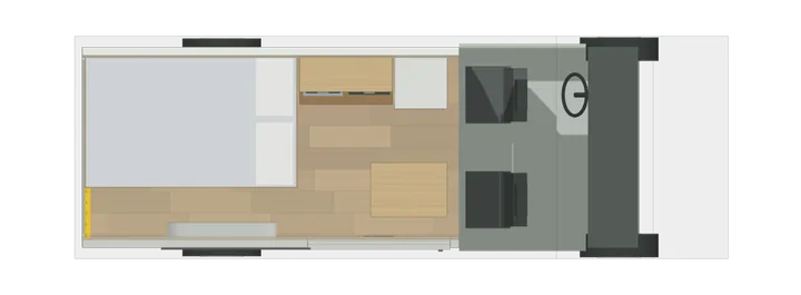 Draufsicht: Französisches Bett (längs) im Crafter L3H3