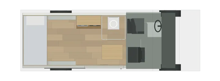 Draufsicht: Ausziehbares Querbett + Bad im Crafter L3H3