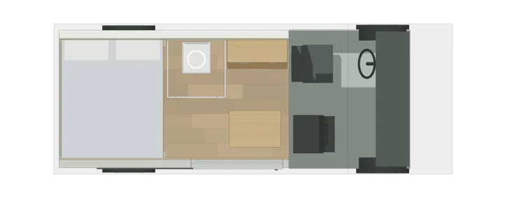 Draufsicht: Querbett + Bad im Ducato L2H2