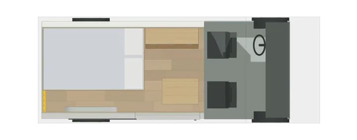 Draufsicht: Französisches Bett (längs) im Ducato L2H2