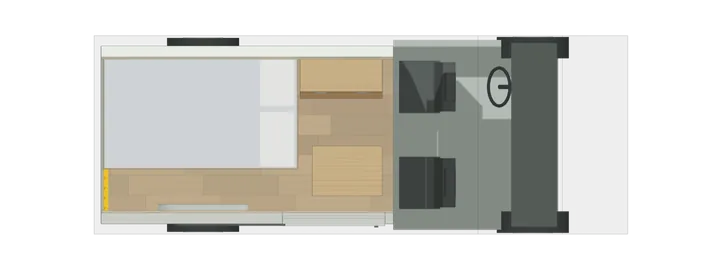 Draufsicht: Französisches Bett (längs) im Transit Custom (2012–2023) L2H2