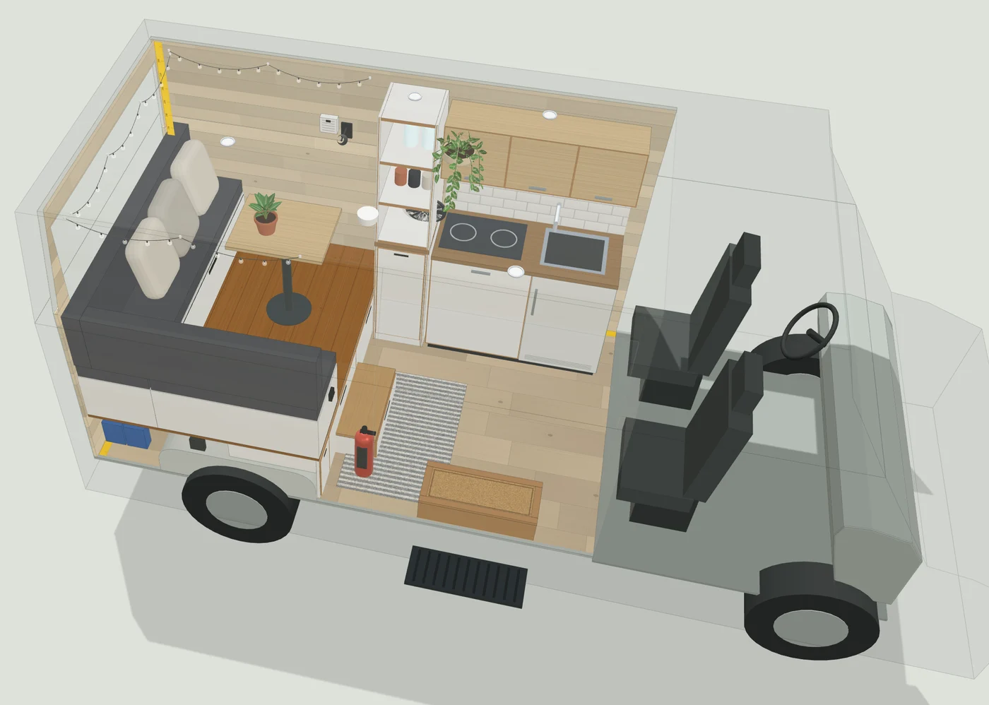 Lounge op podium in 3D